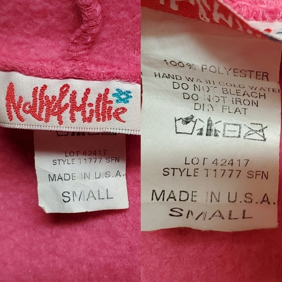 VINTAGE OOAK Upcycled Hot Pink Fleece Black Rabbit Fur Trim Full-zip Cardigan - Picture 14 of 16